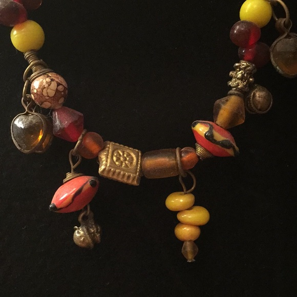Red, yellow, and brown beaded necklace - Picture 3 of 4